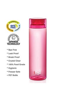 Cello Cello H2O Unbreakable Plastic Bottle Set, 1 Litre, Set of 6, Multicolour  - Image 3