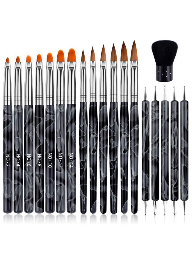 TOROKOM 19Pcs Acrylic Nail Brush Set, Nail Brushes for Nail Art Pen Nail Art Tools for Acrylic Application incl 7Pcs Gel Nail Polish Brush,6Pcs Nail Design Brush,5Pcs Dotting Pen,1Pc Nail Dust Brush - Image 1