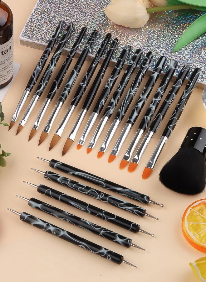 TOROKOM 19Pcs Acrylic Nail Brush Set, Nail Brushes for Nail Art Pen Nail Art Tools for Acrylic Application incl 7Pcs Gel Nail Polish Brush,6Pcs Nail Design Brush,5Pcs Dotting Pen,1Pc Nail Dust Brush - Image 5