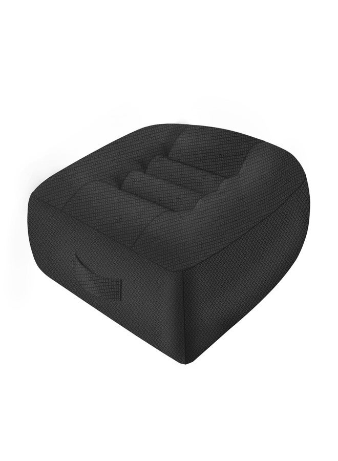 runfider Car Booster Thick Height Adjustable Seat Cushion with Breathable Mesh Cover, Portable Seat Cushion for Driving, Office Chairs Wheelchairs Trucks SUV's and Home Use Black - Image 1