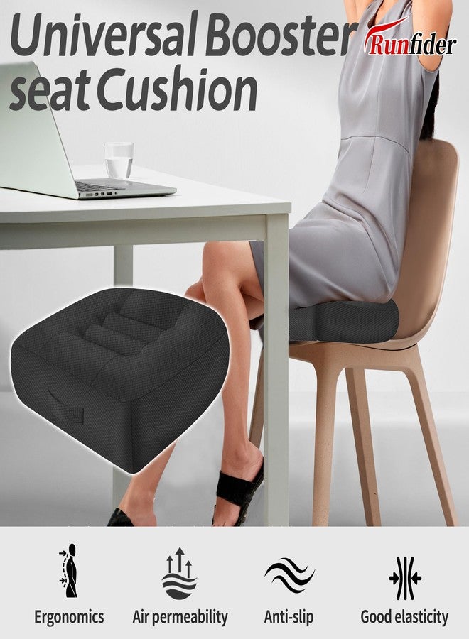 runfider Car Booster Thick Height Adjustable Seat Cushion with Breathable Mesh Cover, Portable Seat Cushion for Driving, Office Chairs Wheelchairs Trucks SUV's and Home Use Black - Image 2