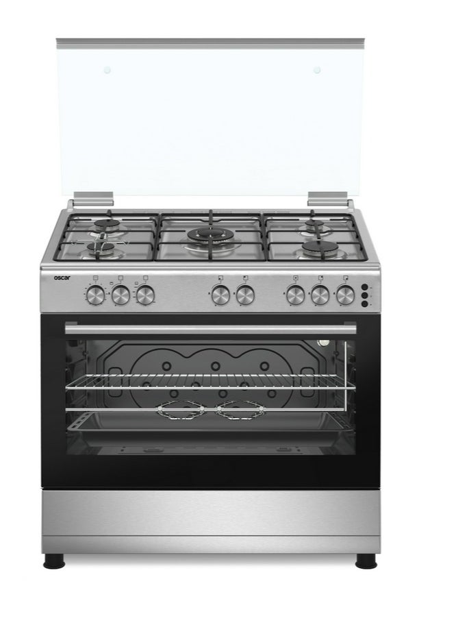 Oscar - Oscar Gas Oven, 5 Burners, 60×90Cm Steel, Full Safety (Turkish), Silver - F95ZGWHM-OSC01 - Image 1
