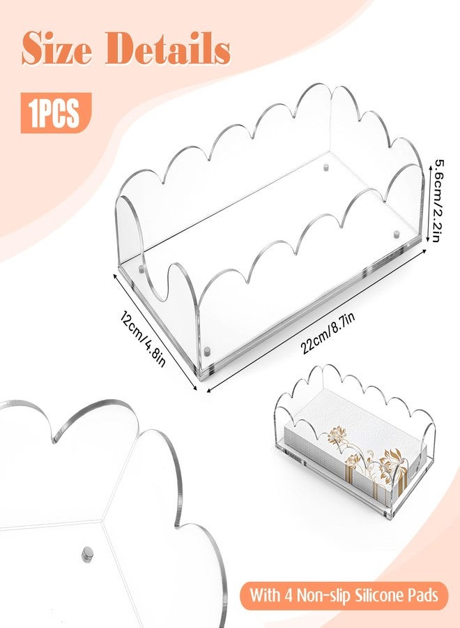 Dimeho Acrylic Napkin Tra Clear Scalloped Napkin Holder Disposable Paper Holder Guest Hand Towels Storage Tray for Bathroom Kitchen Dining Room Parties Weddings and Various Events - Image 2