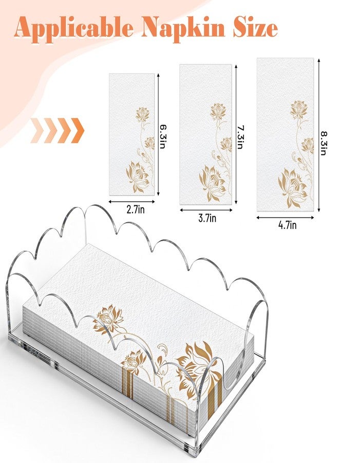 Dimeho Acrylic Napkin Tra Clear Scalloped Napkin Holder Disposable Paper Holder Guest Hand Towels Storage Tray for Bathroom Kitchen Dining Room Parties Weddings and Various Events - Image 3