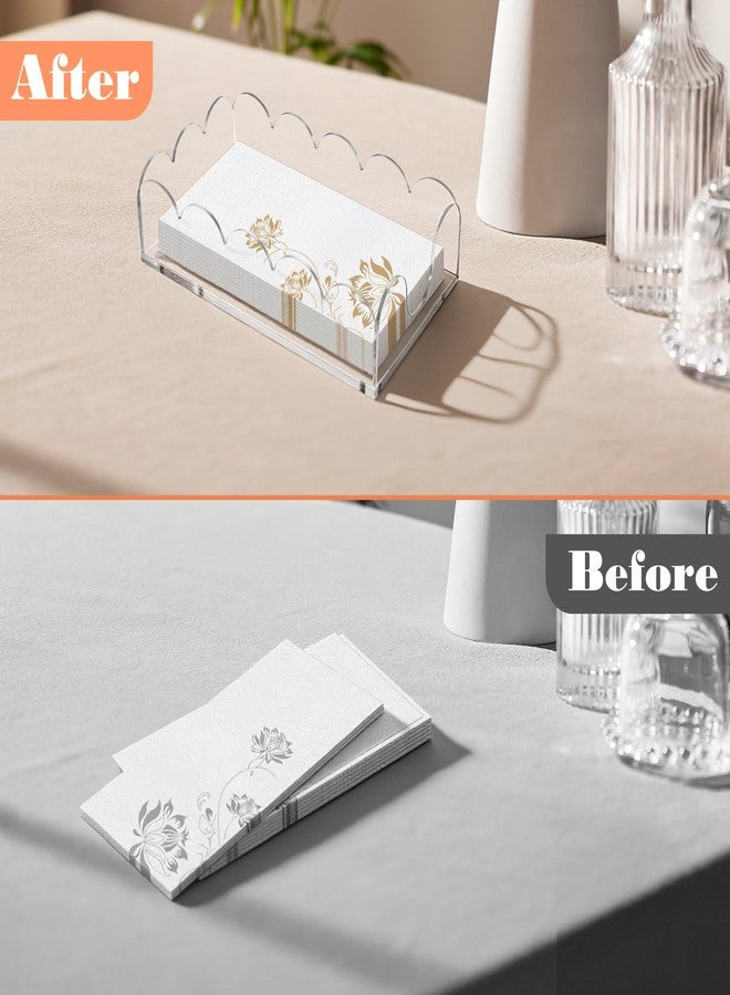Dimeho Acrylic Napkin Tra Clear Scalloped Napkin Holder Disposable Paper Holder Guest Hand Towels Storage Tray for Bathroom Kitchen Dining Room Parties Weddings and Various Events - Image 4