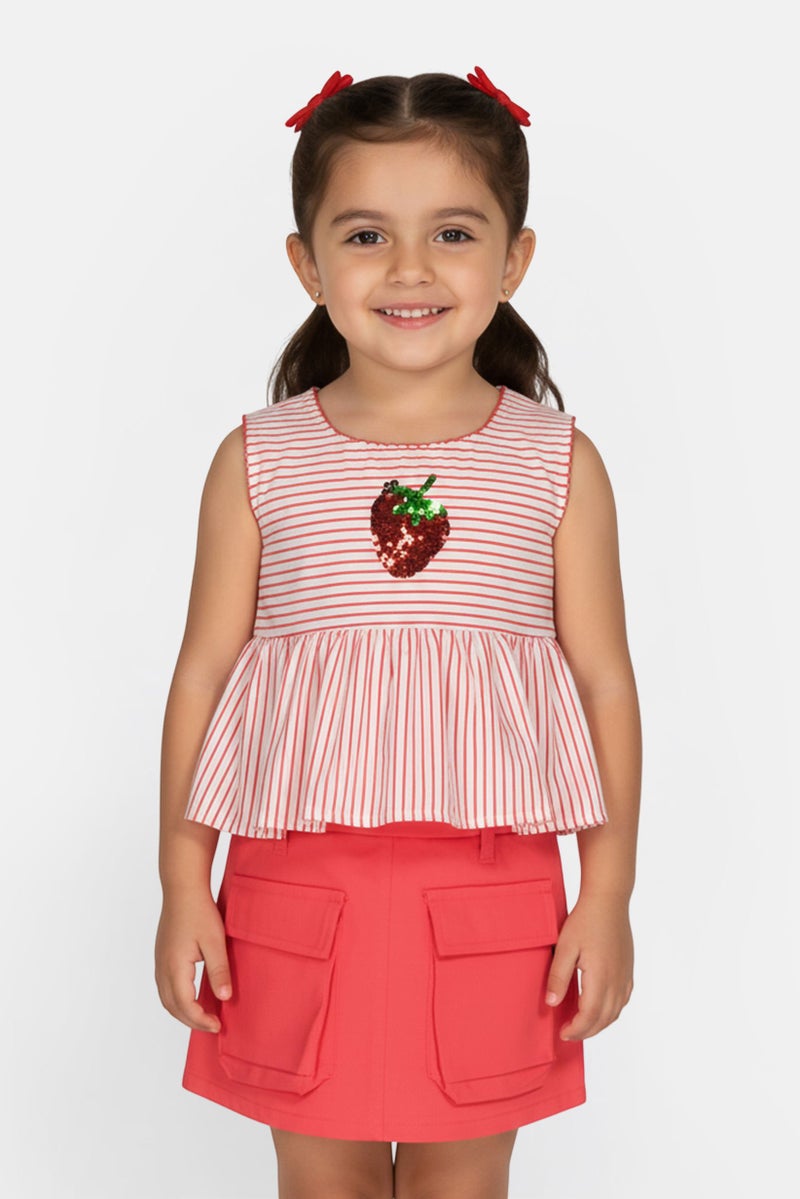 Limited Too Toddlers Girl 2 Pieces Stripe Top And Shorts Set, Multicolor - Image 1