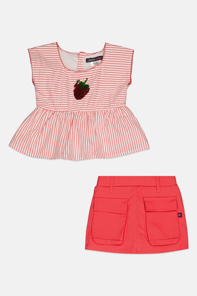 Limited Too Toddlers Girl 2 Pieces Stripe Top And Shorts Set, Multicolor - Image 2