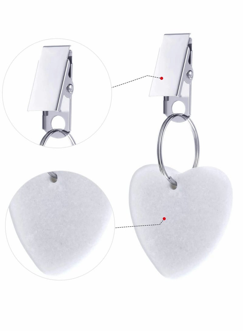 Tablecloth Clips Tablecloth Weights Hangers Heart Shape Stone Table Cloth Weights with Stainless Steel Clips Heart Stone Tablecloth Weights Clips 8 Packs (White)