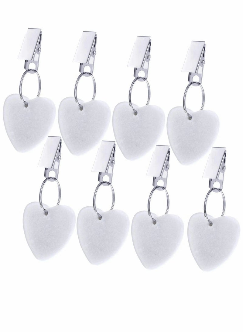 Tablecloth Clips Tablecloth Weights Hangers Heart Shape Stone Table Cloth Weights with Stainless Steel Clips Heart Stone Tablecloth Weights Clips 8 Packs (White)