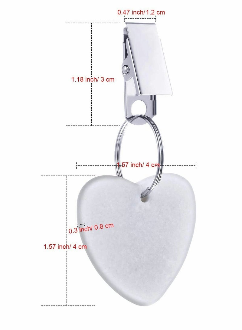 Tablecloth Clips Tablecloth Weights Hangers Heart Shape Stone Table Cloth Weights with Stainless Steel Clips Heart Stone Tablecloth Weights Clips 8 Packs (White)