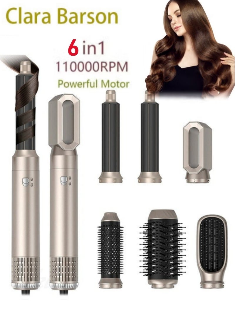 كلارا بارسون 6-in-1 Styling Brush and Hair Dryer,Curling Iron, Hot Air Brush Set, Negative-Ion 1000W Multi-Functional Hair Straightener, Capable of Automatic Curling, and Rapid Drying, Curling, Volumizing, and Straightening. - Image 1