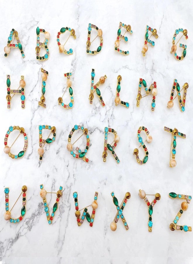 ETHOON Initial Letter Brooch Pins Colorful Rhinestone Resin Brooch for Women Jewelry Crafts Breastpin Gold B - Image 2