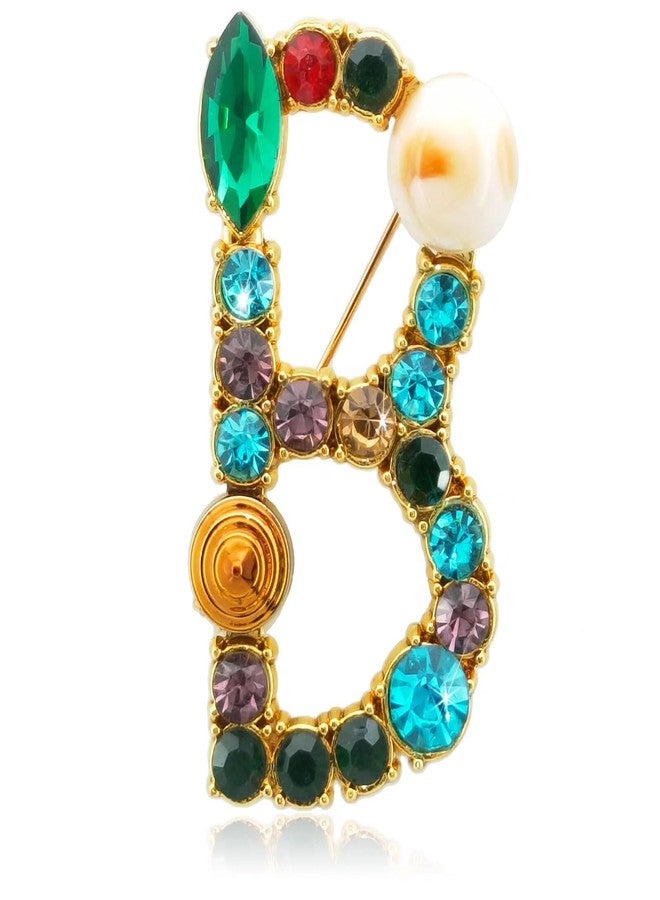 ETHOON Initial Letter Brooch Pins Colorful Rhinestone Resin Brooch for Women Jewelry Crafts Breastpin Gold B - Image 1