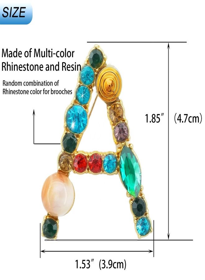 ETHOON Initial Letter Brooch Pins Colorful Rhinestone Resin Brooch for Women Jewelry Crafts Breastpin Gold B - Image 3
