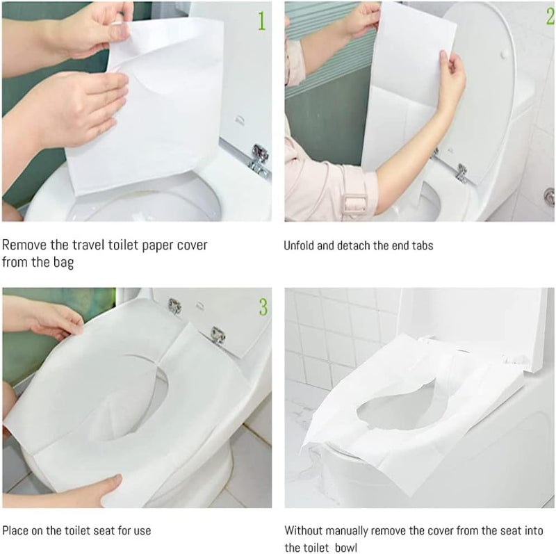Goodern Disposable Toilet Seat Cover,10 Travel Packs (100 Covers), Flushable Paper Toilet Seat Covers,Biodegrable Travel Toilet Seats,Travel Accessories,Pocket Size for Adults and Kids - Image 3
