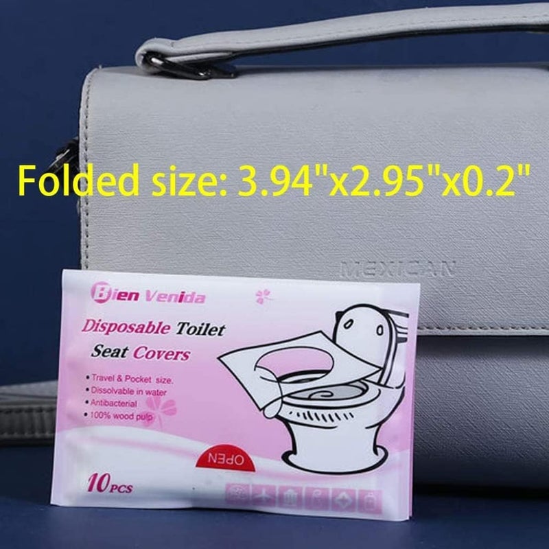 Goodern Disposable Toilet Seat Cover,10 Travel Packs (100 Covers), Flushable Paper Toilet Seat Covers,Biodegrable Travel Toilet Seats,Travel Accessories,Pocket Size for Adults and Kids - Image 5