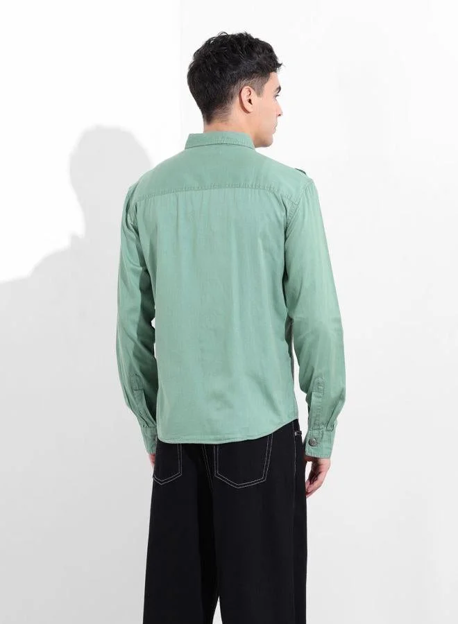 ذا انديان كراج كو Men Regular Fit Solid Cutaway Collar Full Sleeves Shirt