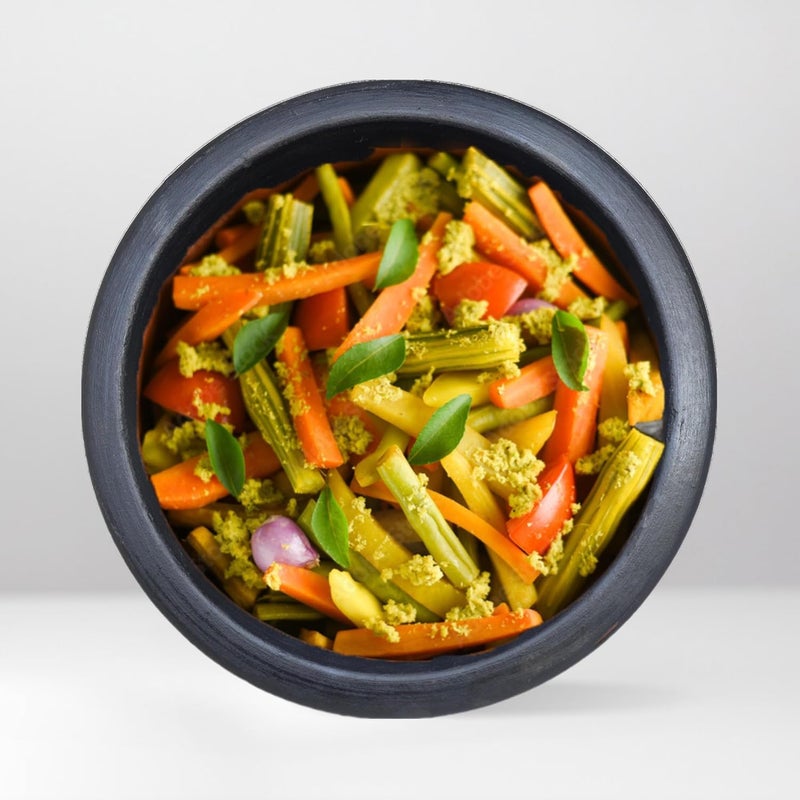 MALL Sky MALL Deep Burned Clay PotEarthenMudMitti Handi for Cooking and Serving Combo 1 2 3 Liter Black 3Litres - Image 1