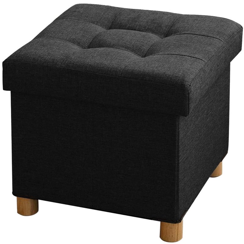 BRIAN & DANY 15 Inches Ottoman with Storage, Square Small Storage Ottoman Foot Rest with Legs, Ottomans Foot Stool for Dorm, Living Room, Entryway (Black) - Image 1