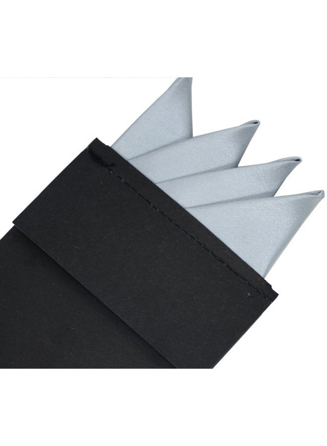 SYAYA Prefolded Formal Pocket Square Set of 5, Pre-Folded Silk Suit Handkerchief for Business Tuxedo or Wedding Party PF-H-HA1, Champagne, Silver, Black, White, Red, One Size - Image 5