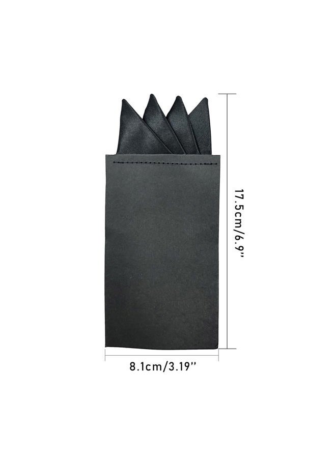SYAYA Prefolded Formal Pocket Square Set of 5, Pre-Folded Silk Suit Handkerchief for Business Tuxedo or Wedding Party PF-H-HA1, Champagne, Silver, Black, White, Red, One Size - Image 3