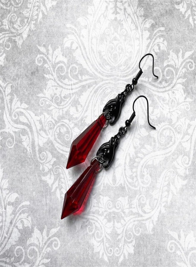 RLHRNDE Gothic Bat Crystal Earrings Necklace Set for Women Vintage Punk Victoria Bat Wings Necklace Vampirina Witch Accessories Halloween Cosplay Party Jewelry Set (Red) - Image 4