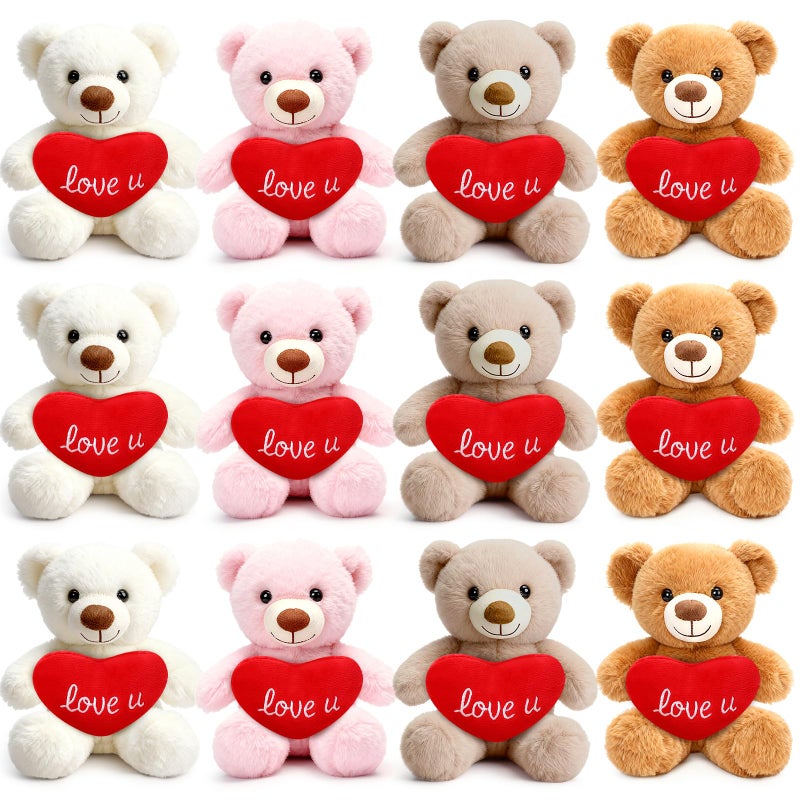 LaRandom 12 Pcs Valentines Day Bear Stuffed Animals Bulk 10 Inch Valentines Day Bear Plush Toy Valentines Gifts for Kids Adults Girlfriend Wedding Anniversary Birthday Bridal Shower Party Favor - Image 3