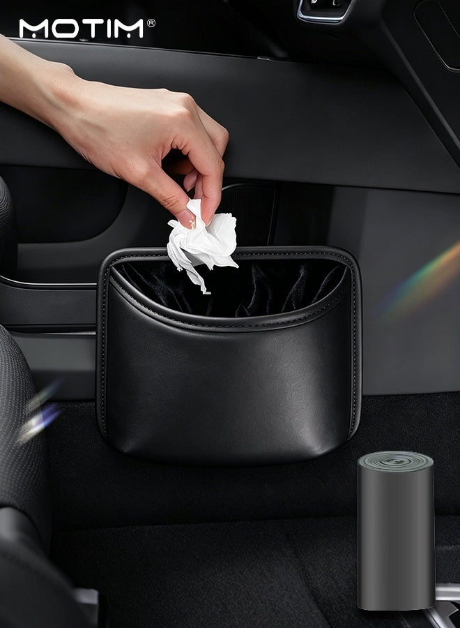 Motim Car Trash Can with Garbage Bag, Mini Leather Car Trash Can Door-Mounted Storage Bin Cup Holder, Suitable for Car Home, Office, Bedroom - Image 1