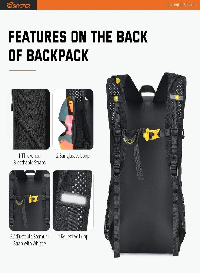 SKYSPER Packable Hiking Backpack 30L Lightweight Daypack Travel Backpacks For Women Men（Black）  - Image 5