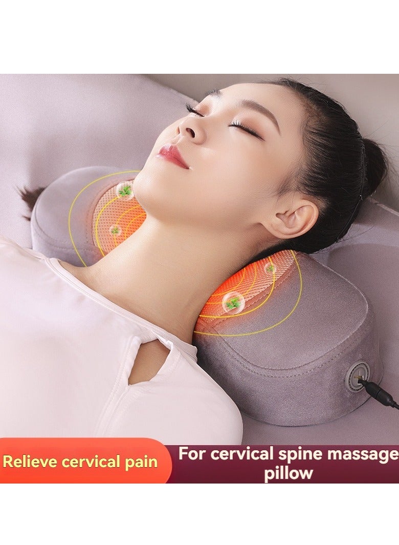 إسكدنيا وسادة تدليك العلاج الحراري بالاهتزاز، وسادة تدليك عنق الرحم، وسادة تدليك كهربائية قطنية، وسادة نوم بطيئة الارتداد - Image 1
