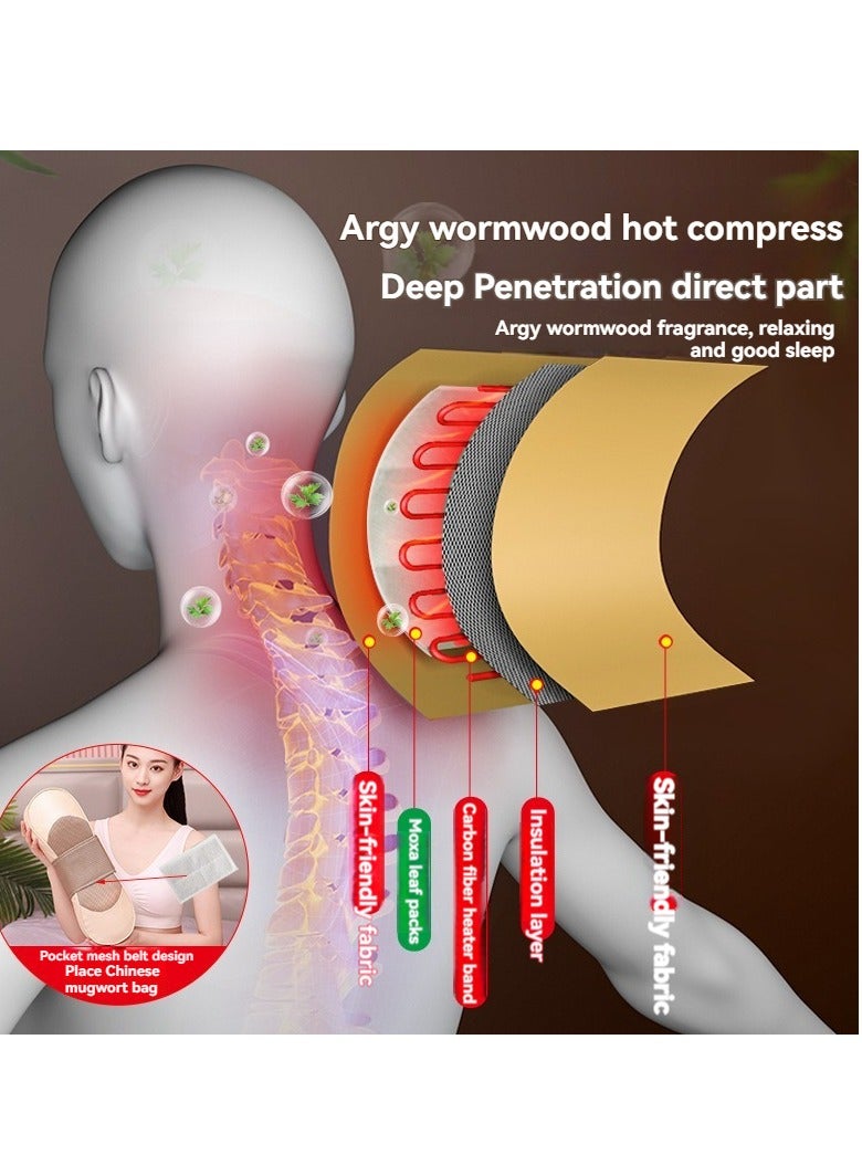 إسكدنيا وسادة تدليك العلاج الحراري بالاهتزاز، وسادة تدليك عنق الرحم، وسادة تدليك كهربائية قطنية، وسادة نوم بطيئة الارتداد - Image 4