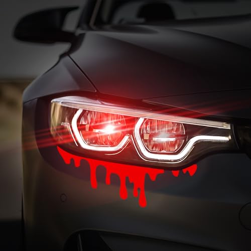 Murimt 2PCS Murimt Funny Bumper Car Stickers and Decals Waterproof Reflective Red Halloween Stickers Vinyl Car Decals for Women Men Cover Scratches Truck Decals for Cars Cool Racing Stickers - Image 1