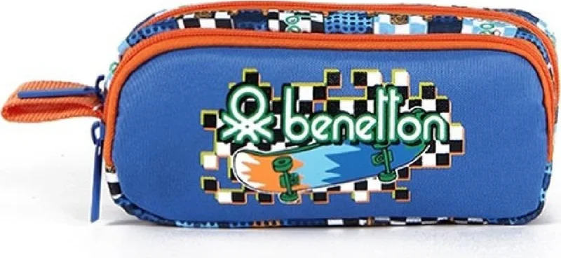 بينيتون Skateboard Patterned School Backpack 3 Compartments + Lunch Bag + Pen Holder