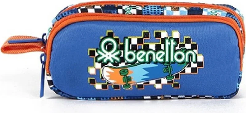 بينيتون Skateboard Patterned School Backpack 3 Compartments + Lunch Bag + Pen Holder