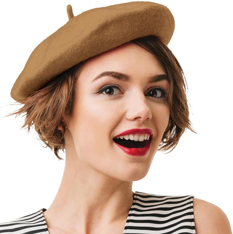 KANGAROO Vintage French Beret - Unisex Wool Hat for Men & Women, Cosplay, Costume Party, Parisian Fashion Accessory - Image 1