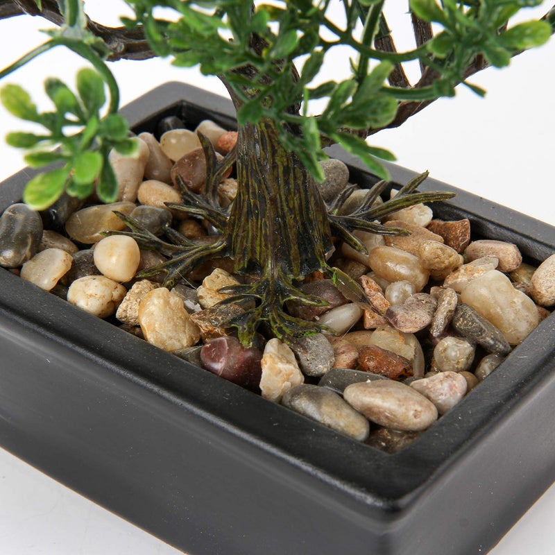 Briful Artificial Bonsai Tree Juniper Faux Plants Indoor Small Fake Plants Decor with Ceramic Pots for Home Table Office Desk Bathroom Shelf Bedroom Living Room Farmhouse Decorations - Image 4