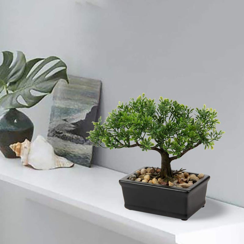 Briful Artificial Bonsai Tree Juniper Faux Plants Indoor Small Fake Plants Decor with Ceramic Pots for Home Table Office Desk Bathroom Shelf Bedroom Living Room Farmhouse Decorations - Image 2