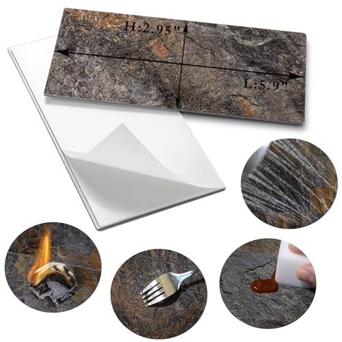 AULIGET 100 Piece Rust Slate Peel and Stick Backsplash Wall Tiles, 3" x 6" PVC Faux Stone Stick on Tiles for Backsplash Kitchen, Bathroom, Laundry Room, Camper, Fireplace - Image 5