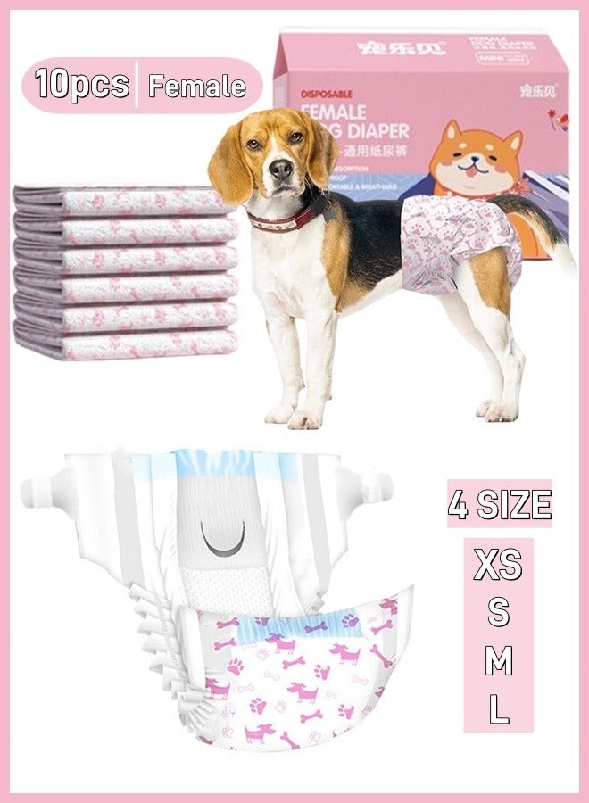 Generic Disposable Pet Diapers for Female Dogs Super Absorbent Soft Heating and Diapers Female Liners Including 10pcs Diapers for Dogs Puppy Diapers for Doggy in Heat Excitable Urination Incontinence Training  - Image 1