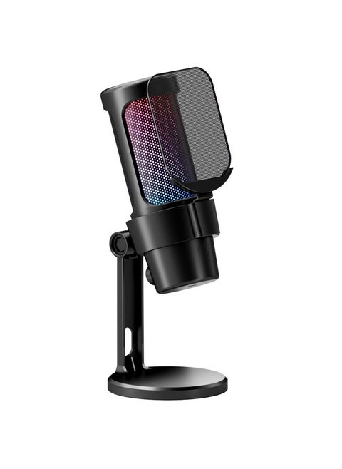 Gaming Microphone, USB PC Mic for Streaming, Podcasts, Recording, Condenser Computer Desktop Mic on Mac/PS4/PS5, with RGB Control, Mute Touch, Headphone Jack, Pop Filter, Stand-AmpliGame A8