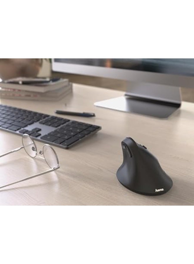 هاما Hama Ergonomic Wireless Mouse (for Right Handers) Wireless Optical Mouse with 1000/1400/1800 dpi Black-182699 - Image 2