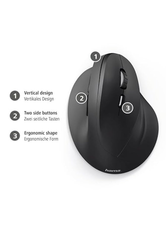 هاما Hama Ergonomic Wireless Mouse (for Right Handers) Wireless Optical Mouse with 1000/1400/1800 dpi Black-182699 - Image 4