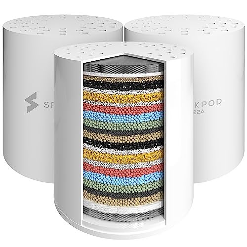 SparkPod High Output Shower Filter Cartridge- Suitable for People with Sensitive and Dry Skin and Scalp, Filters Chlorine and Impurities | 1-min install (Standard, 3 pc) - Image 1