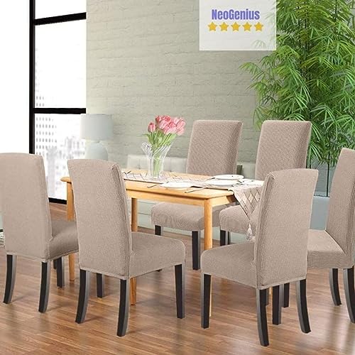 NeoGenius Premium Elegant Dining Room Chair Covers, Slipcovers Set of 4, Spandex Super Fit Stretch Removable Washable Chair Covers, Protector -for Dining Room (Dining Room Chair Covers_Khakhi) - Image 2