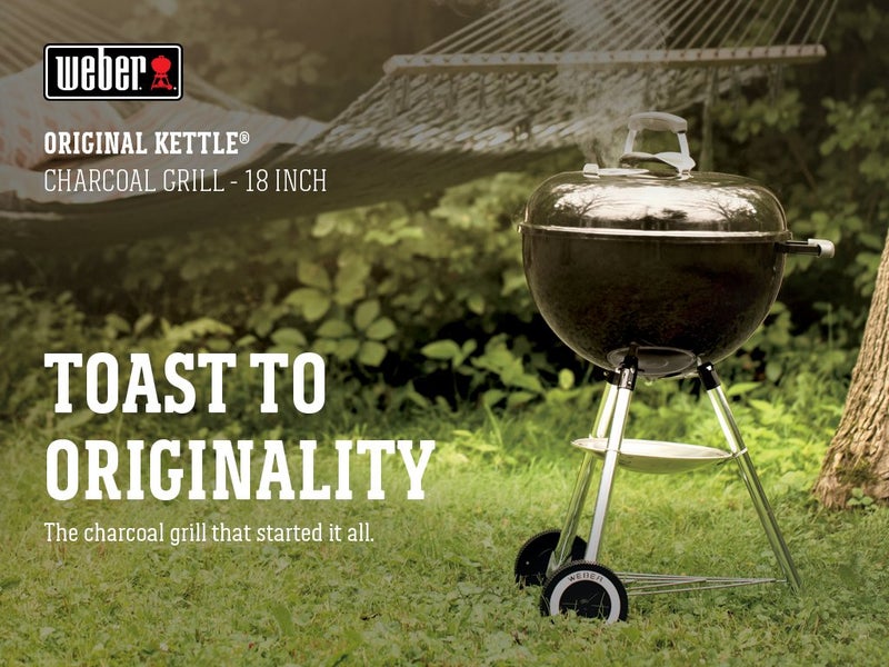 Weber Original Kettle Charcoal Grill, 18-Inch, Black â€“ Classic Outdoor BBQ Grill with Oneâ€‘Touchâ„¢ Cleaning System & Precise Temperature Control Dampers - Image 2