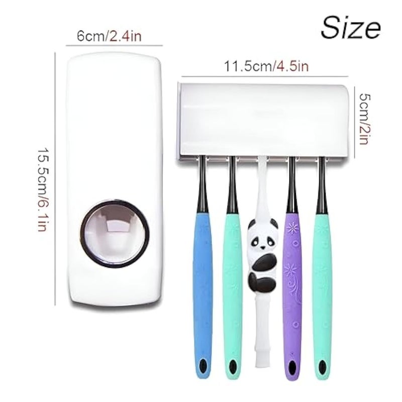 Toothpaste Dispenser - Automatic Multi-Function Bathroom Organizer with Toothbrush Holders and Compact Storage Solution for Modern Bathroom Spaces - Image 3