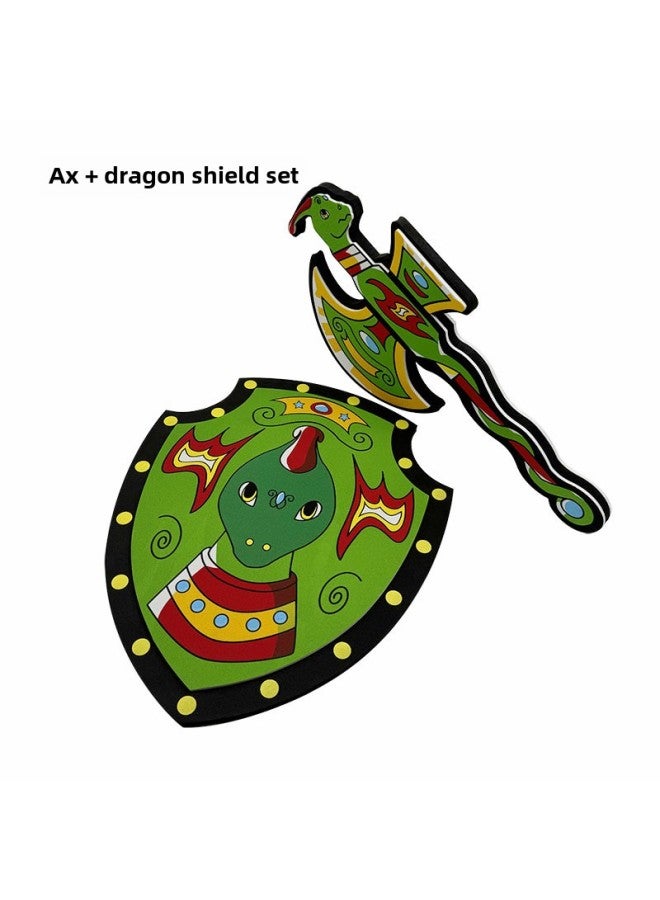 Spot Eva Toy Sword Shield Manufacturers Environmental Protection Standard Foam Children's Toy Manufacturers Simulation Model-Color:Dragon Shield Dragon Axe  - Image 1