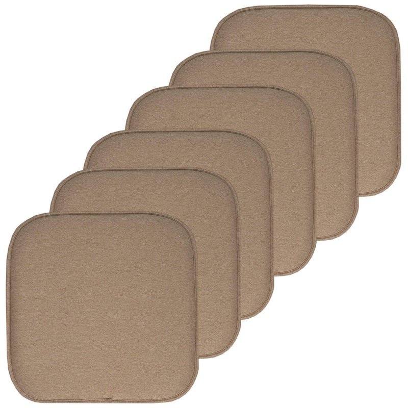 Sweet Home Collection Chair Cushion Memory Foam Pads Honeycomb Pattern Slip Non Skid Rubber Back Rounded Square 16 x 16 Seat Cover 6 Pack Charlotte Taupe