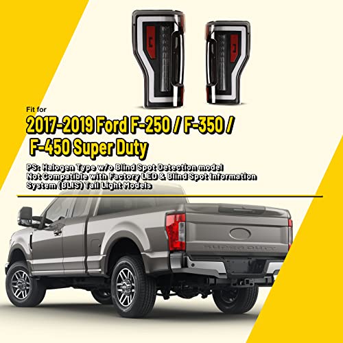 AUTOFREE LED Tail Lights Compatible with 2017-2019 FORD F250 F350 F450 (Super Duty) Sequential Turning Light & DRL Tail Lamps Replacement Assembly 1 Pair (Black Housing/Smoke Lens) - Image 3
