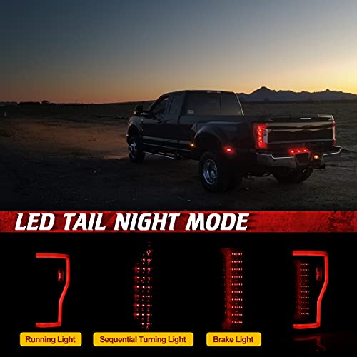 AUTOFREE LED Tail Lights Compatible with 2017-2019 FORD F250 F350 F450 (Super Duty) Sequential Turning Light & DRL Tail Lamps Replacement Assembly 1 Pair (Black Housing/Smoke Lens) - Image 4